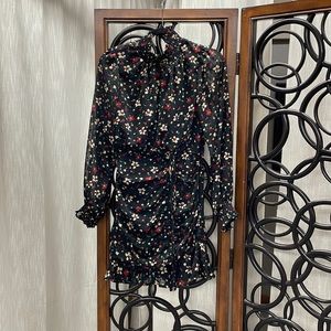 Small Lena dress black with red yellow green floral